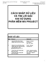 Cách nhập dữ liệu và tìm lời giải khi sử dụng phần mềm ms project