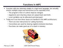 Functions in MIPS