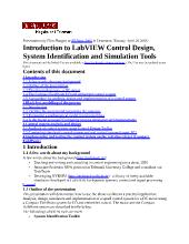 Introduction to labview control design, system identification and simulation tools