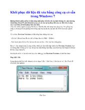 Khôi phục dữ liệu đã xóa bằng công cụ có sẵn trong Windows 7 - Phần 1