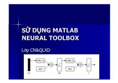 Sử dụng matlab neural toolbox