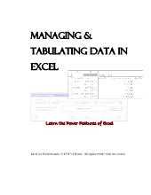 Managing Tabulating Data in Excel
