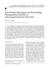 Knowledge Managing and Knowledge Management Systems in Inter - Organizational Networks