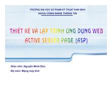 Đề tài Thiết kế và lập trình ứng dụng Web active server page (ASP)