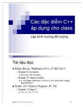 Các đặc điểm C++ áp dụng cho class
