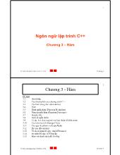 Ngôn ngữ lập trình C++ - Chương 3: Hàm