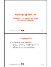Ngôn ngữlập trình C++ - Chương 2: Các kiểu dữliệu cơ bản Các cấu trúc điều khiển