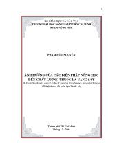 Ảnh hưởng của các biện pháp nông học đến chất lượng thuốc lá vàng sấy