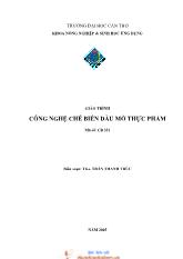 Giáo trình công nghệ chế biến dầu mỡ thực phẩm