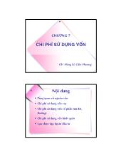 Lập và phân tích dự án - Chi phí sử dụng vốn