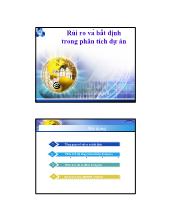 Lập và phân tích dự án - Rủi ro và bất định trong phân tích dự án