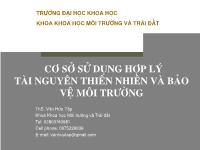 Cơ sở sử dụng hợp lý tài nguyên thiên nhiên và bảo vệ môi trường