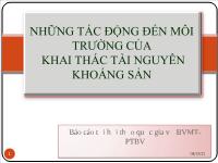 Những tác động đến môi trường của khai thác tài nguyên khoáng sản