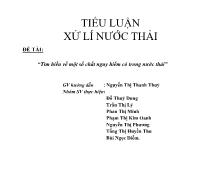 Tìm hiểu về một số chất nguy hiểm có trong nước thải