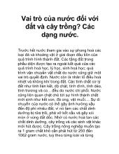 Vai trò của nước đối với đất và cây trồng?