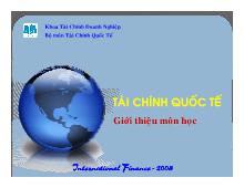 Bài giảng Tài chính Quốc tế