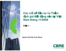 Các chỉ số Đầu tư và Thẩm định giá Bất động sản tại Việt Nam tháng 11 năm 2008