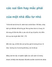Các sai lầm hay mắc phải của một nhà đầu tư nhỏ