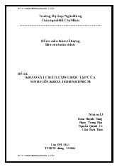 Đề tài Khảo sát chất lượng học tập của sinh viên khóa 18 Đại học Nông nghiệp TP HCM