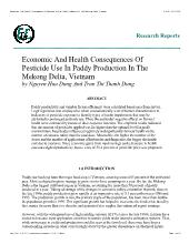 Economic And Health Consequences Of Pesticide Use In Paddy Production In The Mekong Delta, Vietnam