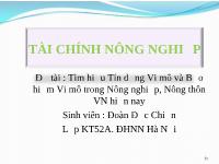 Tìm hiểu Tín dụng Vi mô và Bảo hiểm Vi mô trong Nông nghiệp, Nông thôn Việt Nam hiện nay