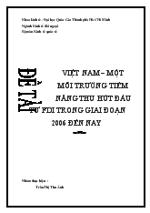 Việt nam – một môi trường tiềm năng thu hút đầu tư fdi trong giai đoạn 2006 đến nay
