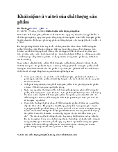 Khái niệm và vai trò của chất lượng sản phẩm