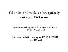 Các sản phẩm tài chính quản lý rủi ro ở Việt nam