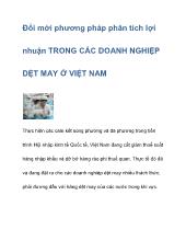 Đổi mới phương pháp phân tích lợi nhuận trong các doanh nghiệp dệt may ở Việt Nam