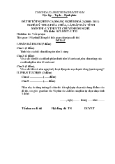 Đề thi tốt nghiệp cao đẳng nghề khóa 2 (2008-2011): Kĩ thuật sửa chữa, lắp ráp máy tính (có đáp án) 22