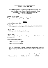 Đề thi tốt nghiệp cao đẳng nghề khóa 2 (2008-2011): Kĩ thuật sửa chữa, lắp ráp máy tính (có đáp án) 25