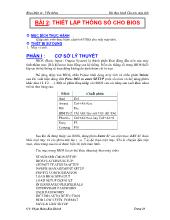 Bài thực hành Cấu trúc máy tính - Bài 2: Thiết lập thông số cho BIOS