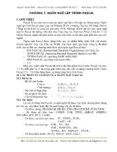 Kỹ thuật lập trình - Chương 7: Ngôn ngữ lập trình Pascal