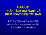 HACCP phân tích mối nguy và kiểm soát điểm tới hạn