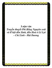 Luận văn Truyền thuyết Phi Bồng Nguyên soái và lễ hội đền Sinh, đền Hoá ở Lê Lợi - Chí Linh - Hải Dương