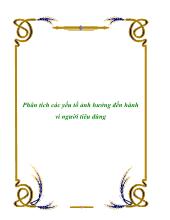 Phân tích các yếu tố ảnh hưởng đến hành vi người tiêu dùng