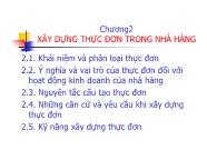 Bài giảng Xây dựng thực đơn trong nhà hàng