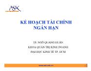 Bài giảng Kế hoạch tài chính ngắn hạn