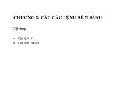 Bài giảng Ngôn ngữ lập trình C - Chương 2: Các câu lệnh rẽ nhánh