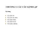 Bài giảng Ngôn ngữ lập trình C - Chương 3: Các câu lệnh lặp