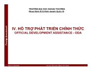 Đầu tư nước ngoài - Hỗ trợ phát triển chính thức official development assistance - Oda