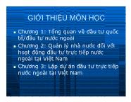 Quản lý nhà nước đối với hoạt động đầu tư trực tiếp nước ngoài tại Việt Nam