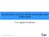 Giáo trình Đầu tư nước ngoài và chuyển giao công nghệ