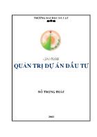 Giáo trình về quản trị dự án đầu tư