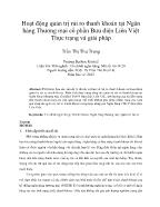 Hoạt động quản trị rủi ro thanh khoản tại Ngân hàng Thương mại cổ phần Bưu điện Liên Việt Thực trạng và giải pháp