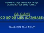 Bài giảng Cơ sở dũ liệu (database) - Chương 1 Đại cương về hệ cơ sở dữ liệu