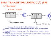 Bài giảng Điện tử căn bản - Bài 5 Transistor lưỡng cực (BJT)