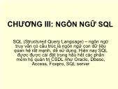 Bài giảng Hệ quản trị cơ sở dũ liệu - Chương 3 Ngôn ngữ SQL