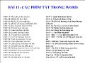 Bài giảng Microsoft word - Bài 11 Các phím tắt trong word