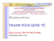 Bài giảng môn học Thanh toán quốc tế - Th.S Vũ Thị Lệ Giang